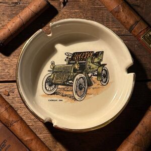 Mid century Vintage Hyalyn Porcelain Glazed Ashtray Cadillac 1904 Car 4 Inch